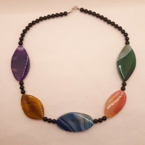 AIL Aluma 925 Polished Gemstone Chunky Necklace